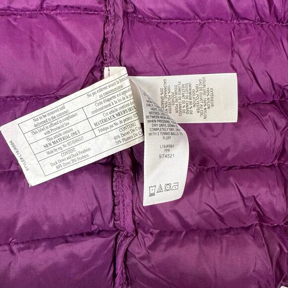 Cabelas Puffer Jacket Women L Purple Hoodie Lightweight Packable Duck Down - Picture 6 of 9